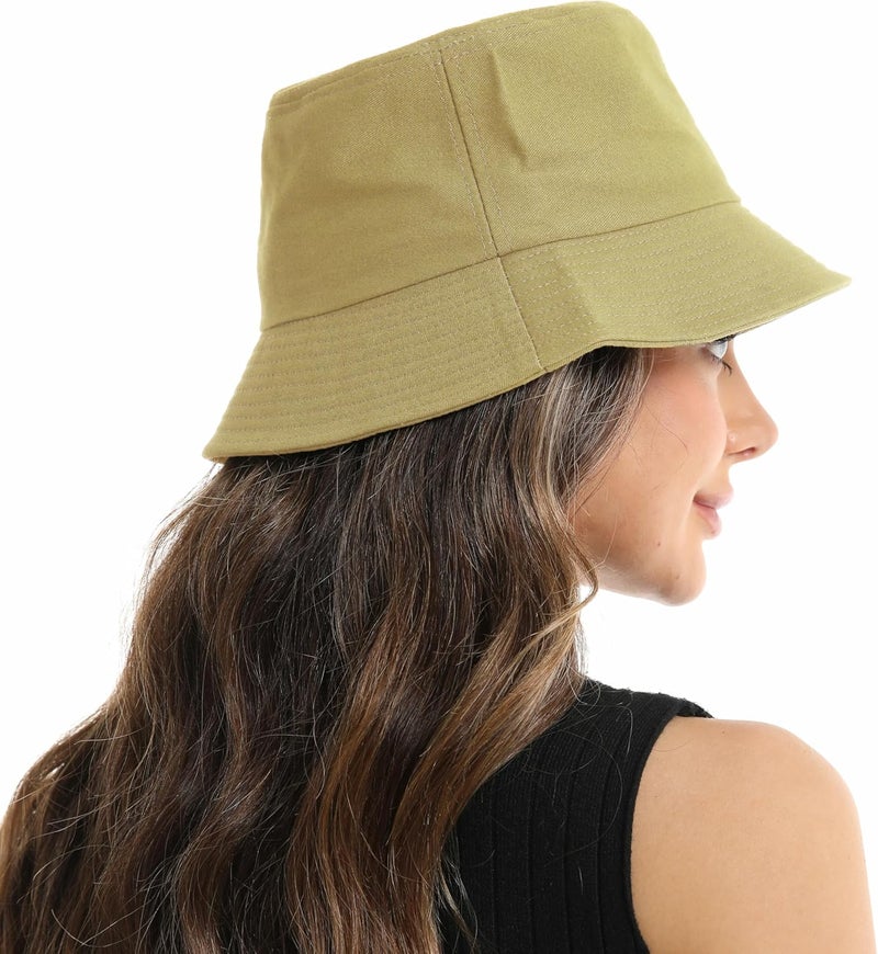Wheebo Solid Color Bucket Hat for Women Summer Beach Fishmen Hat for Lady Adult Unisex Cotton Cap…… - Image 4